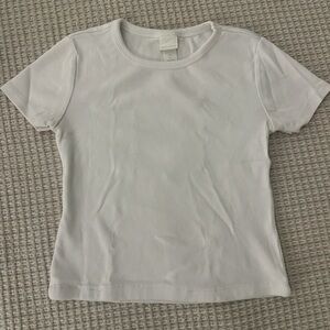 H&M white ribbed fitted tee